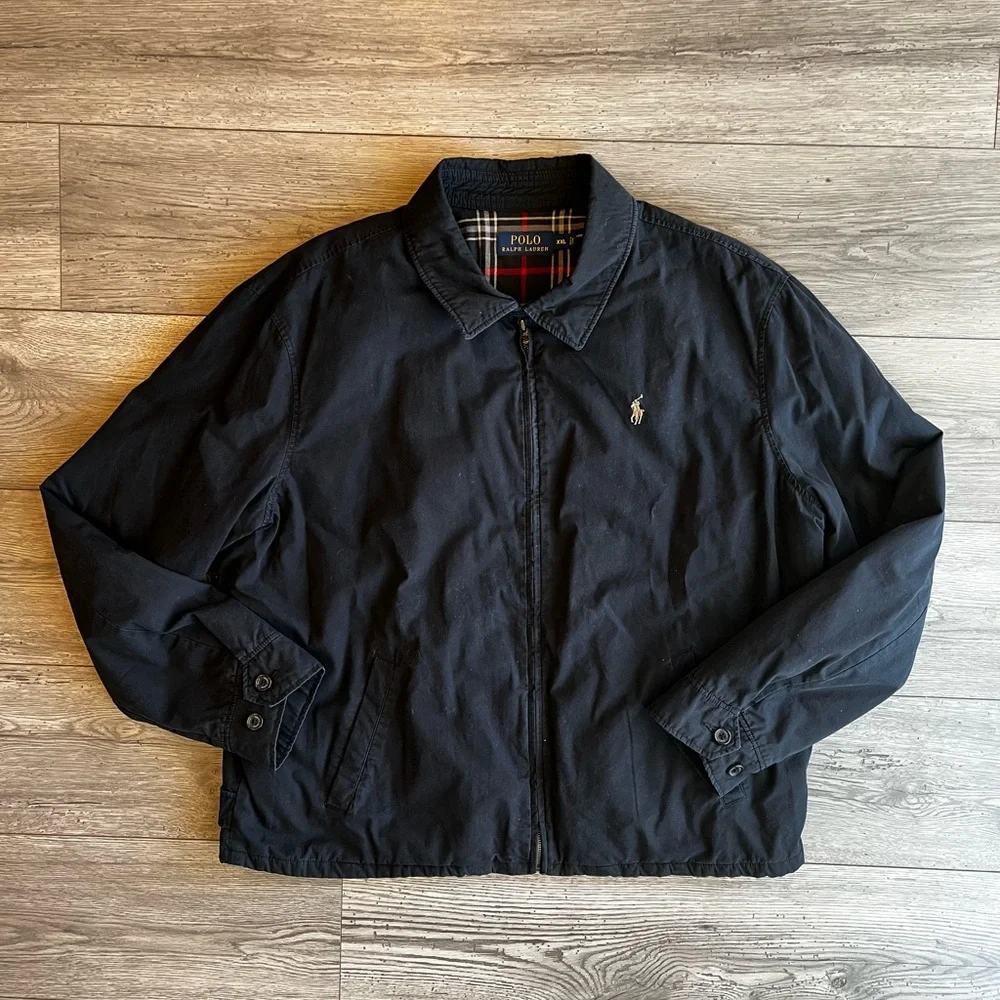 Vintage Polo Ralph Lauren Men’s Heavy Coat with Plaid Lining Black Red White XXL